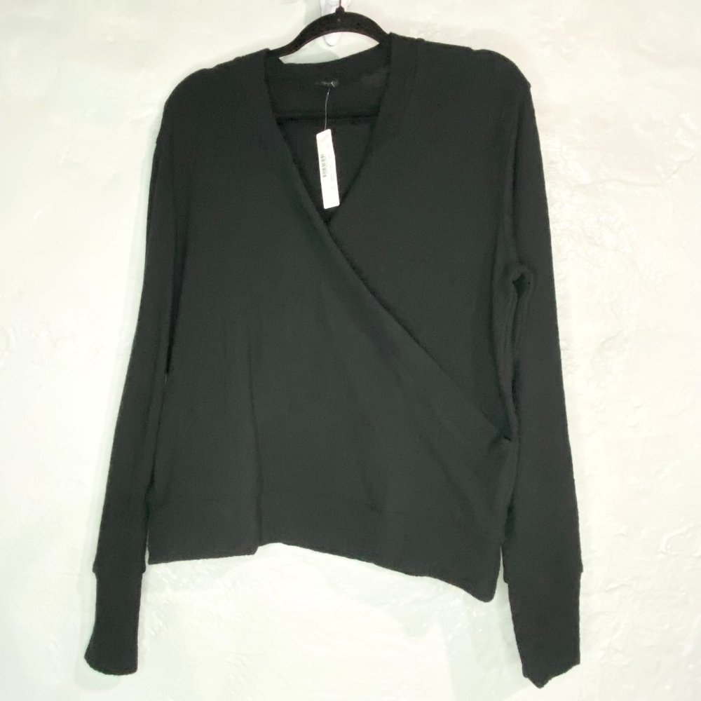 J Crew Black Label Cotton Textured Wrap Top